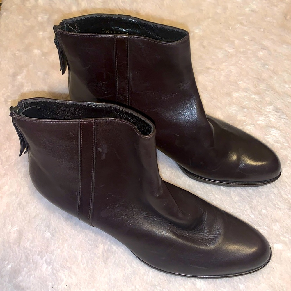 🎁Like New Stuart Weitzman Dark Brown Leather Ankle Boot #OW29939- 6.5M